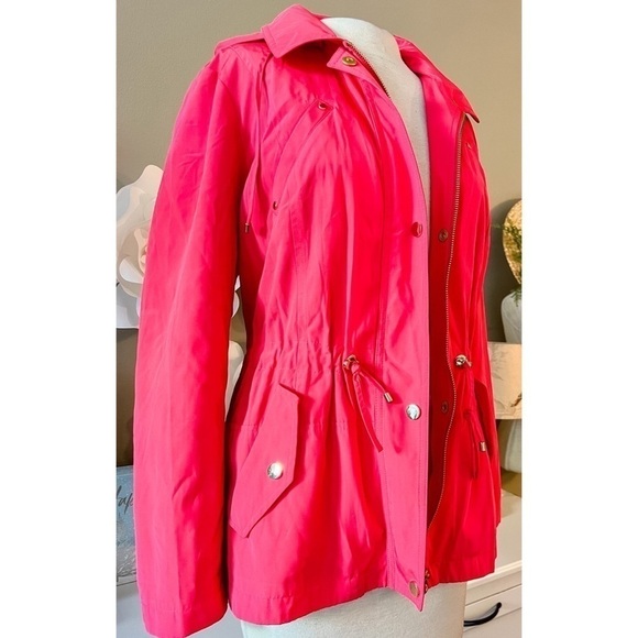 Nwt Charter Club Petite Water-Resistant Hooded Anorak Jacket - Hot Pink - Picture 4 of 11
